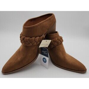 Universal Thread Avis Suede Mule Block Heels Cognac Woman's Sz 12 NWT